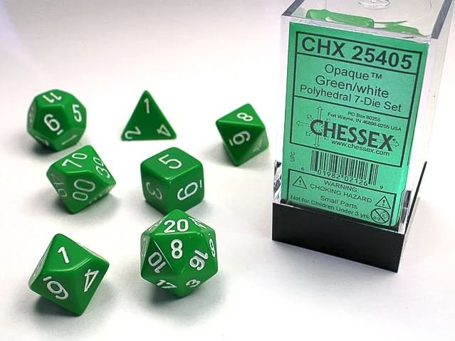 Set de 7 dés - Vert opaque