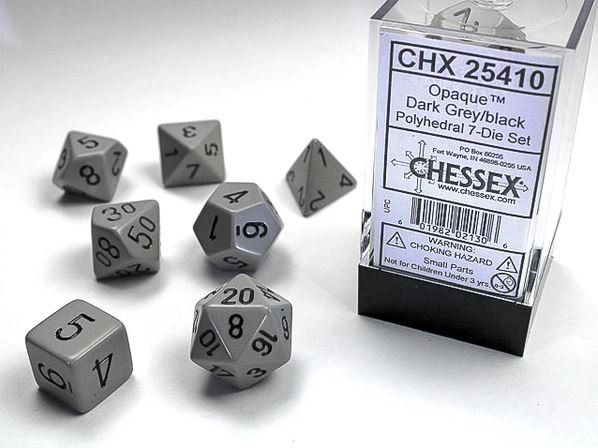 Set de 7 dés - Gris opaque