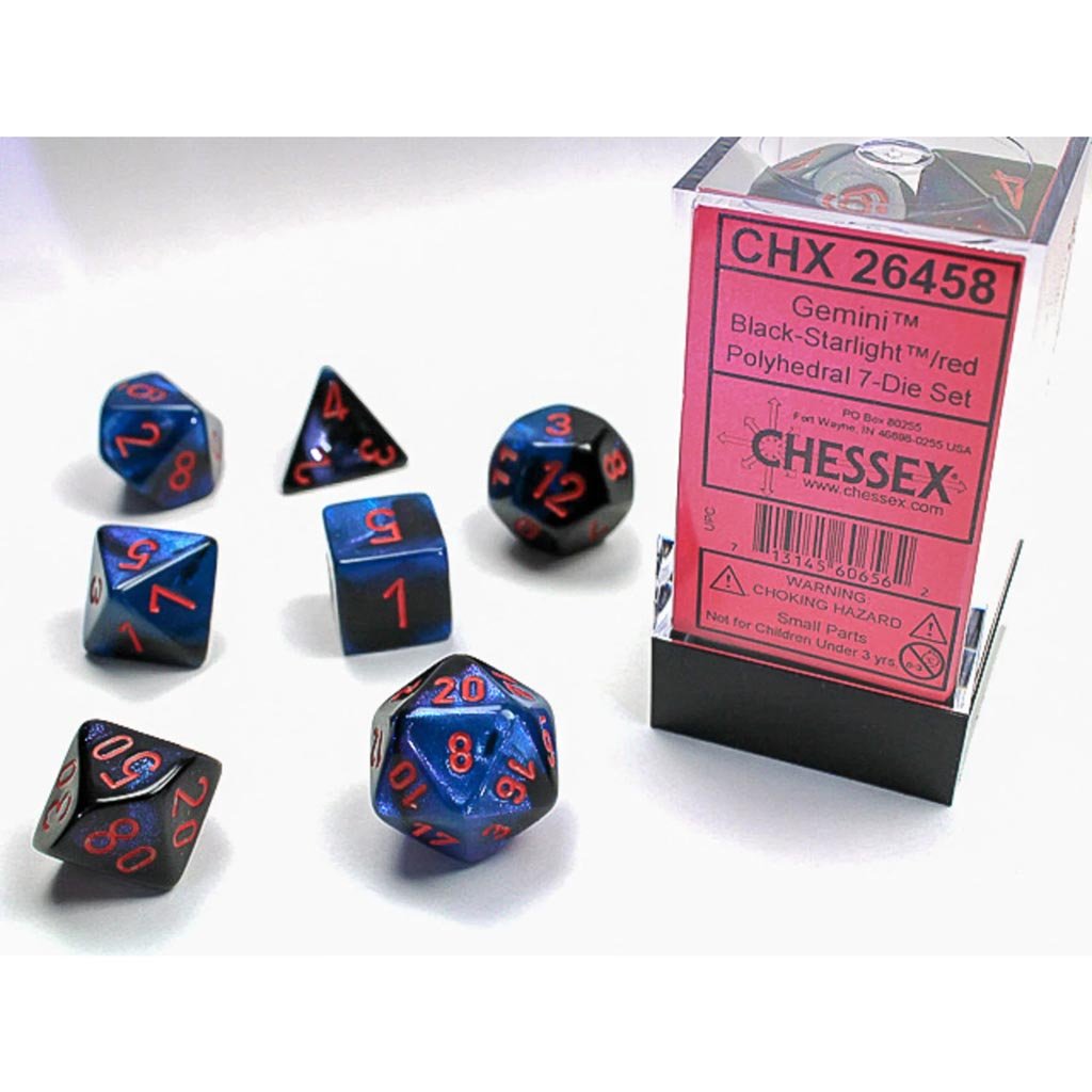 Set de 7 dés - Gemini - Noir-Starlight/Rouge